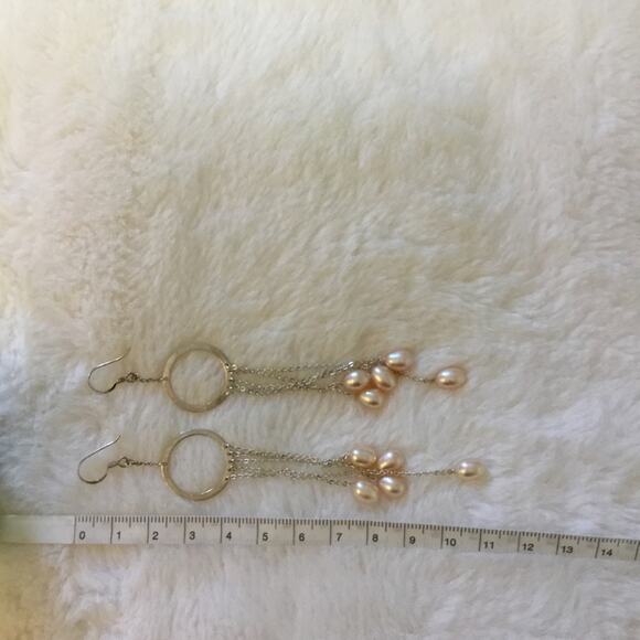 Silver Multi-Pearl Dangle Earrings - Picture 7 of 7